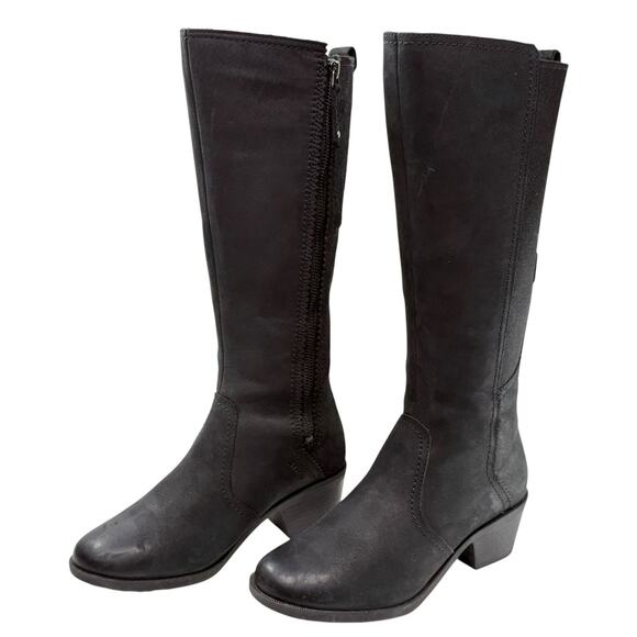 TEVA ANAYA Tall Knee High Boot Size 7 Waterproof Tall Zip Riding Black Leather - Picture 1 of 8